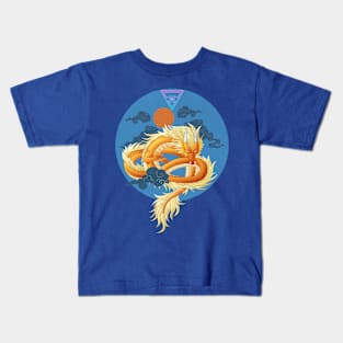 Japanese orange dragon Kids T-Shirt